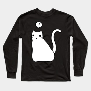 Confused White Kitty Long Sleeve T-Shirt